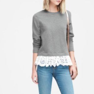 BANANA REPUBLIC EYELET HEM COUTURE SWEATSHIRT GRAY
